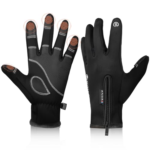 flintronic Fahrradhandschuhe, Wärme Radsport Handschuhe, wasserdichte Winddichte Handschuhe, rutschfeste Stoßdämpfende Handschuhe, Touchscreenhandschuhe, für Radfahren, Fahren, Angeln, Unisex-XL von flintronic