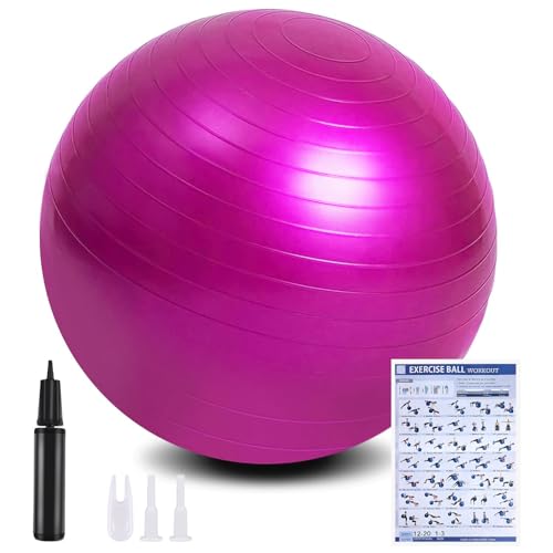 flintronic Gymnastikball, 65 cm Ultra-Dicker Anti-Explosions-Yoga-Ball mit aufblasbarer Fußpumpe, Robuster Maximalbelastbarkeit Fitness-Ball für Sport-Fitness, Yoga, Pilates(Rosa flintronic Gymnastikball, 65 cm Ultra-Dicker Anti-Explosions-Yoga-Ball mit aufblasbarer Fußpumpe, Robuster Maximalbelastbarkeit Fitness-Ball für Sport-Fitness, Yoga, Pilates(Rosa von flintronic