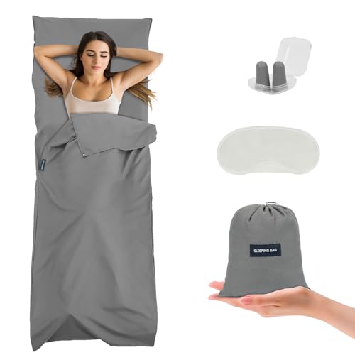Flintronic Hüttenschlafsack, 2in1 Hüttenschlafsack aus Mikrofaser, Dünner Komfort Reiseschlafsack, Schlafsack mit Reißverschluss, Ideal für Backpacking, Hostels und Berghütten, Grau Flintronic Hüttenschlafsack, 2in1 Hüttenschlafsack aus Mikrofaser, Dünner Komfort Reiseschlafsack, Schlafsack mit Reißverschluss, Ideal für Backpacking, Hostels und Berghütten, Grau von flintronic