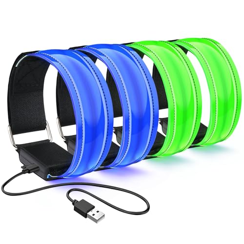 flintronic LED Armband, 4 Stück Reflective LED Leuchtarmband, Led Armbänder Leuchtband, Sicherheits Licht, Unisex für Nachtlauf, Joggen und Outdoor Sports, Blau+Grün flintronic LED Armband, 4 Stück Reflective LED Leuchtarmband, Led Armbänder Leuchtband, Sicherheits Licht, Unisex für Nachtlauf, Joggen und Outdoor Sports, Blau+Grün von flintronic