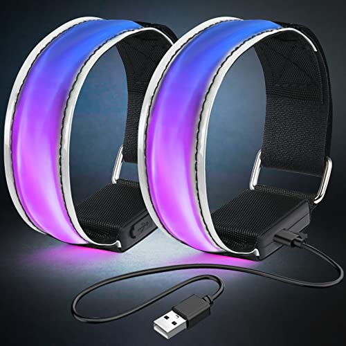 flintronic LED Armband Aufladbar, 2 Stück Reflective LED Leuchtarmband mit USB, Led Armbänder Leuchtband, Sicherheits Licht, Unisex für Nachtlauf, Joggen und Outdoor Sports von flintronic