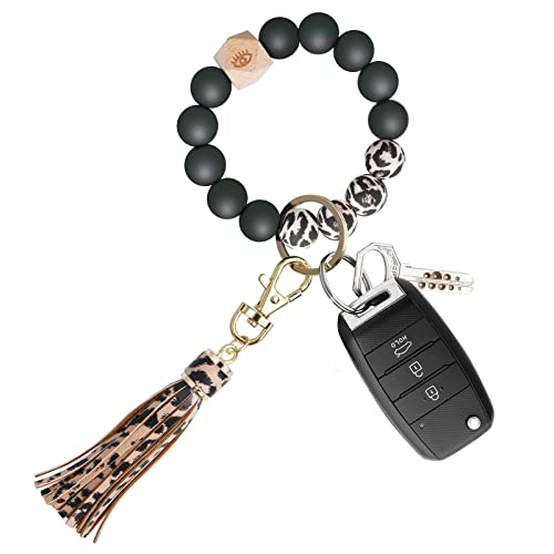 flintronic Schlüsselanhänger Damen Armband Schlüsselbund Silikon Perlen Frauen Armreif, Autoschlüsselanhänger Mehrfarbiges Schlüsselanhänger von flintronic