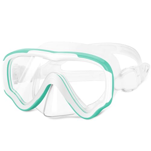 flintronic Taucherbrille Kinder mit Nasenschutz, Schwimmbrille Kinder Schnorchelmaske, 180°Panorama HD Anti Nebel Anti-Leck Taucherbrille für Kinder im Alter von 4-15 von flintronic