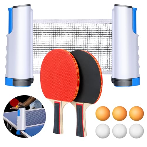 flintronic Tischtennisschläger Set, 2 Tischtennisschläger + 1 Einziehbarem Netz + 6 Tischtennis-Bälle + 1 Tragetasche, Tischtennisschläger Set für Anfänger und Fortgeschrittene,Familien und Profis flintronic Tischtennisschläger Set, 2 Tischtennisschläger + 1 Einziehbarem Netz + 6 Tischtennis-Bälle + 1 Tragetasche, Tischtennisschläger Set für Anfänger und Fortgeschrittene,Familien und Profis von flintronic