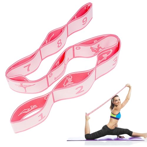 Flintronic Yoga Stretching Strap, Stretching Band mit 9 Schleifen, Yoga Stretch Gurt, Fitness Stretchband, Hochelastischer Gymnastikband, für Pilates, Tanz, Gymnastik, Effektives Dehnung-Rosa Flintronic Yoga Stretching Strap, Stretching Band mit 9 Schleifen, Yoga Stretch Gurt, Fitness Stretchband, Hochelastischer Gymnastikband, für Pilates, Tanz, Gymnastik, Effektives Dehnung-Rosa von flintronic