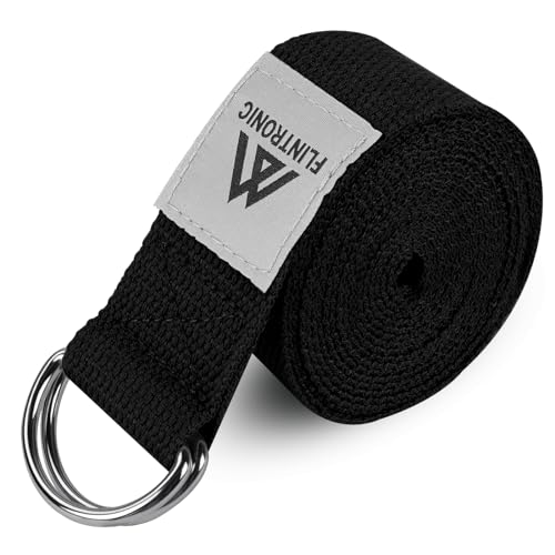Flintronic Yogagurt, Yoga Gurt, 1 Stück 2,5 m Yoga Strap, Stretching Yoga Band mit D-Ring, 100% Baumwolle, Yoga-Zubehör, Fitness Stretchgurt für Anfänger und Fortgeschrittene für Yoga, Pilates Flintronic Yogagurt, Yoga Gurt, 1 Stück 2,5 m Yoga Strap, Stretching Yoga Band mit D-Ring, 100% Baumwolle, Yoga-Zubehör, Fitness Stretchgurt für Anfänger und Fortgeschrittene für Yoga, Pilates von flintronic