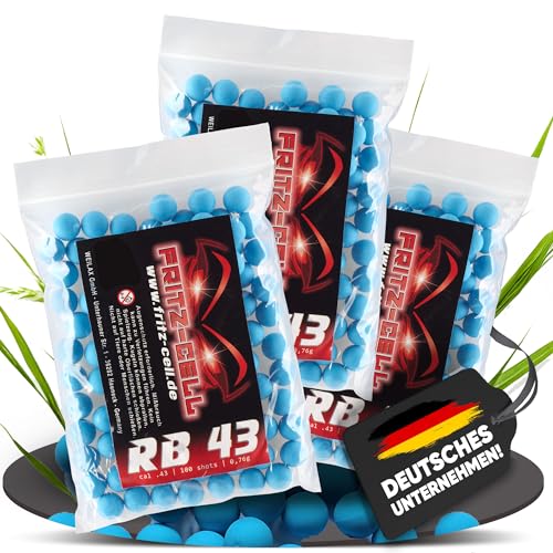 300 x RB Cal.43 blau Rubberball Gummigeschosse Fritz-Cell kompatibel mit T4E HDR50 / HDP5 von fritz-cell