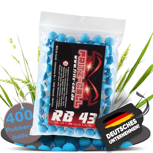 400 x RB Cal.43 blau Rubberball Gummigeschosse Fritz-Cell kompatibel mit T4E HDR50 / HDP5 400 x RB Cal.43 blau Rubberball Gummigeschosse Fritz-Cell kompatibel mit T4E HDR50 / HDP5 von fritz-cell