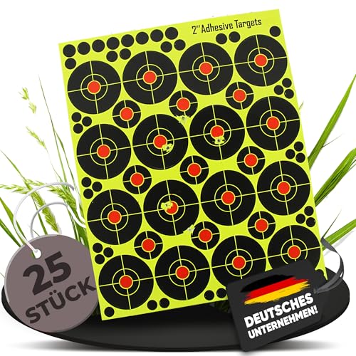 25 Fritz-Cell Splitterziele Splittersticker Typ 2508 selbstklebend Zielscheibe für alle Gewehre, Pistolen, Luftgewehre, Airsoft, BB, Diabolo kompatibel mit Splatterburst Zielen von fritz-cell