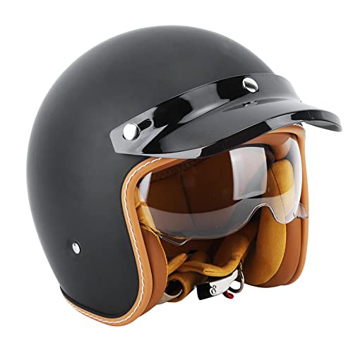 3/4 Offene Helme, Sonnenschutz-Motorradhelme, 55–62 cm Kopfbreite, Retro-Stil für den Außenbereich (XL) von fuik