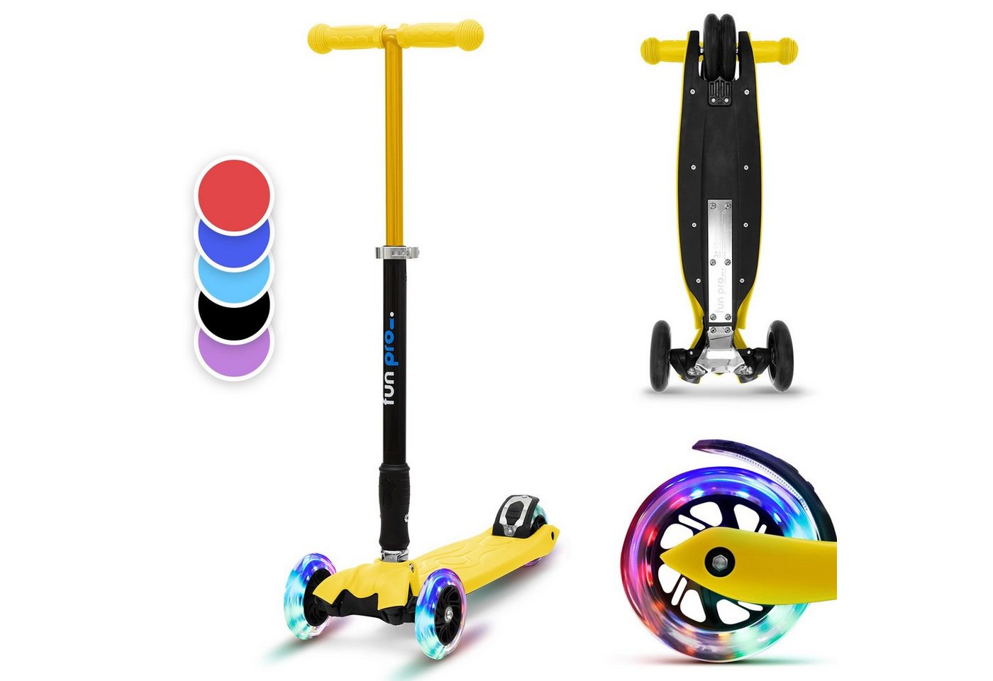 fun pro Cityroller fun pro TWO, Kick Scooter Roller Kinder - Stunt Tretroller Kinder klappbar von fun pro