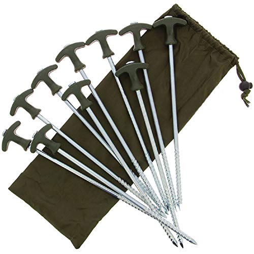 G8DS 10 Stück Bivvy T - Pegs inkl. Tasche 30,5 cm Zeltheringe Heringe Zeltnägel Erdnägel von G8DS