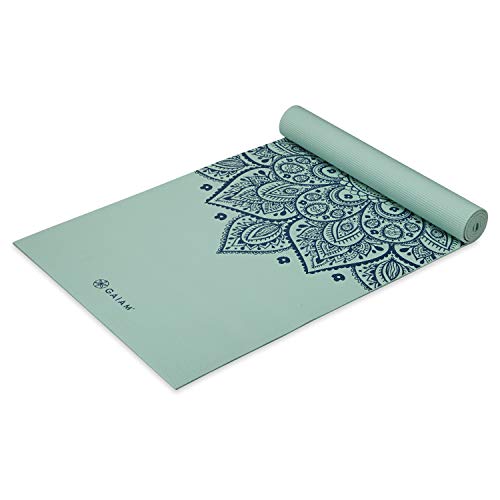 Gaiam Yogamatte, Premium-Druck, rutschfeste Übungs- und Fitnessmatte für alle Arten von Yoga, Pilates und Bodentraining, Cool Mint Sundial, 172 cm L x 61 cm B x 5 mm dick von Gaiam