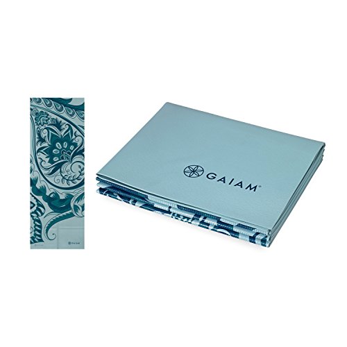 Gaiam Yogamatte, faltbar, Reise- und Fitnessmatte, Faltbare Yogamatte für alle Arten von Yoga, Pilates und Bodentraining, EIS-Paisley-Muster, 2 mm (L x B x T). von Gaiam