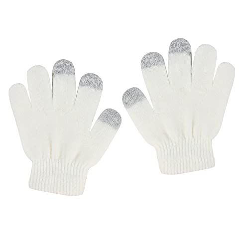 Radfahren gestrickte Nicht sichtbare Finger Kinderhandschuhe Wolle Stretch-Handschuhe einfarbige Handschuhe Damen Lederhandschuhe Schwarz (Beige, One Size) von generic