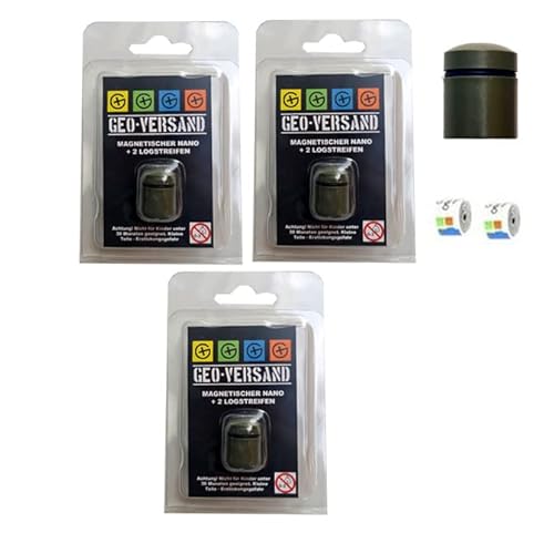 geo-versand 3 x magnetischer Nano grün incl.6 wasserfestem Logstreifen für 37 Logs Geocaching Versteck magnetisch - neodym geo-versand 3 x magnetischer Nano grün incl.6 wasserfestem Logstreifen für 37 Logs Geocaching Versteck magnetisch - neodym von geo-versand