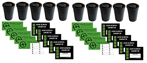 geo-versand Geocaching Versteck - Paket -10 x Filmdosen mit 10 x Logbuch - 480 Logs 10 x Aufkleber Cache Film Canister geo-versand Geocaching Versteck - Paket -10 x Filmdosen mit 10 x Logbuch - 480 Logs 10 x Aufkleber Cache Film Canister von geo-versand