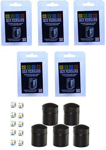 geo-versand 5 x Nano magnetisch schwarz mit 10 wasserfesten Logstreifen Geocaching Versteck geo-versand 5 x Nano magnetisch schwarz mit 10 wasserfesten Logstreifen Geocaching Versteck von geo-versand