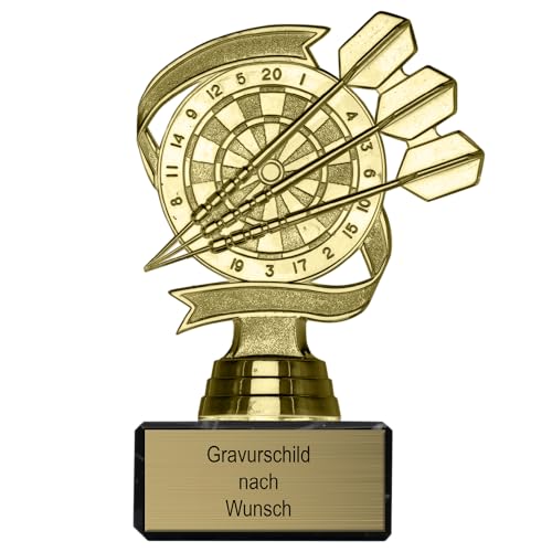 Pokal-Fabrik - Goldener Dart Pokal 14 cm aus hochwertigem Kunststoff mit Gravur - Geschenk-Trophäe mit schönen Dartpfeilen & Marmorsockel - Personalisiertes Geschenk - Wanderpokal Dart Zubehör Pokal-Fabrik - Goldener Dart Pokal 14 cm aus hochwertigem Kunststoff mit Gravur - Geschenk-Trophäe mit schönen Dartpfeilen & Marmorsockel - Personalisiertes Geschenk - Wanderpokal Dart Zubehör von geschenke-fabrik.de