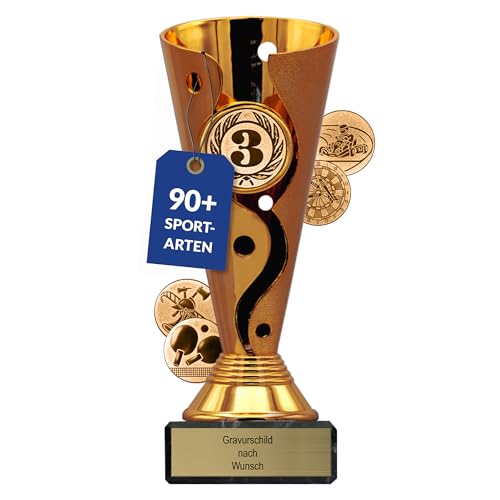 Pokal-Fabrik.de - Pokal mit Gravur Wunschtext in Bronze - personalisierte Auszeichnung und Sport Emblem nach Wahl - 15,5 cm inkl. Marmorsockel - Geschenk-Trophäe Pokal-Fabrik.de - Pokal mit Gravur Wunschtext in Bronze - personalisierte Auszeichnung und Sport Emblem nach Wahl - 15,5 cm inkl. Marmorsockel - Geschenk-Trophäe von geschenke-fabrik.de