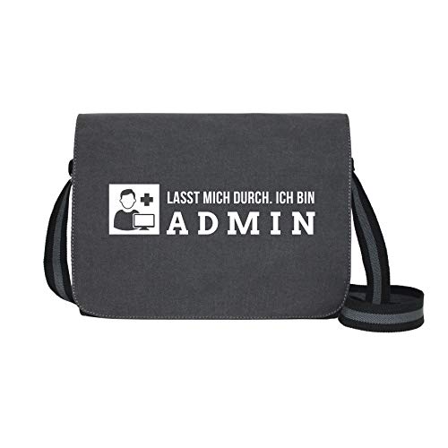 Ich Bin Admin - Umhängetasche Messenger Bag für Geeks und Nerds mit 5 Fächern - 15.6 Zoll, Schwarz Anthrazit von getDigital