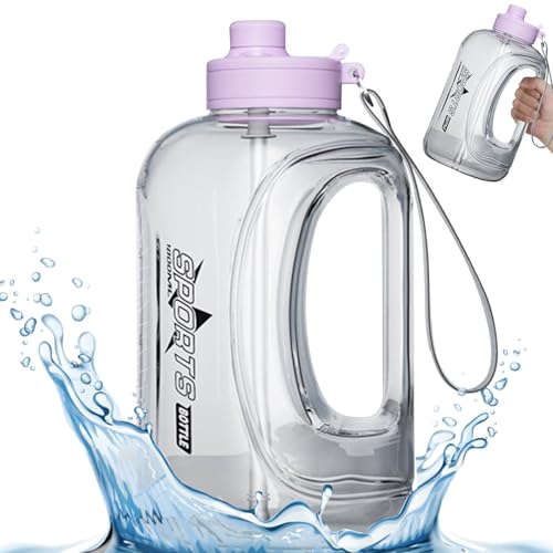 Sportwasserflaschen Wasserflasche mit Stroh 0,5 Gallonen Wasser Krug Lecksof Fitnessstudio Wasserflasche wiederverwendbares großer Wasserkrug mit tragbarem Griff und Riemen für Fitness Fitnessstudio von ggtuyt