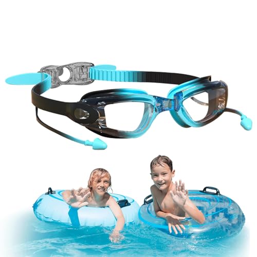 Poolbrillen Kinder,Schwimmbrillen für | Taucherbrille,Kein Auslaufen, breite Sicht, verstellbarer Riemen, beschlagfrei, UV-Schutz, Kinder-Schwimmbrille mit Ohrstöpseln für Jugendliche, und Mädchen von gifyym