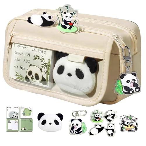 gifyym Süßes Panda Stiftetui | Großes Kapazität Tierdesign Stifteetui | Panda Federmäppchen mit Reißverschluss | Stylisches Schulzubehör für Stifte und Buntstifte von gifyym