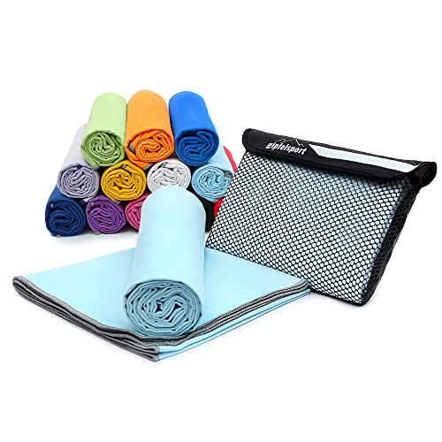 gipfelsport Mikrofaser Handtuch - Microfaser Handtücher Set, Strandtuch, Badetuch I groß, schnelltrocknend I für Sport, Beach, Reise, Outdoor, Camping I leicht, dünn, klein I 200x90cm I Hellblau gipfelsport Mikrofaser Handtuch - Microfaser Handtücher Set, Strandtuch, Badetuch I groß, schnelltrocknend I für Sport, Beach, Reise, Outdoor, Camping I leicht, dünn, klein I 200x90cm I Hellblau von gipfelsport