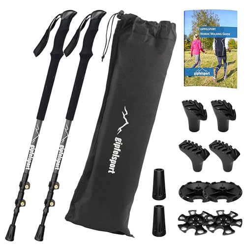 gipfelsport Wanderstöcke Teleskop | Nordic Walking Stöcke Damen und Herren | Trekkingstöcke ausziehbar, Ultraleicht und verstellbar | aus Carbon und mit Schaumstoffgriff gipfelsport Wanderstöcke Teleskop | Nordic Walking Stöcke Damen und Herren | Trekkingstöcke ausziehbar, Ultraleicht und verstellbar | aus Carbon und mit Schaumstoffgriff von gipfelsport