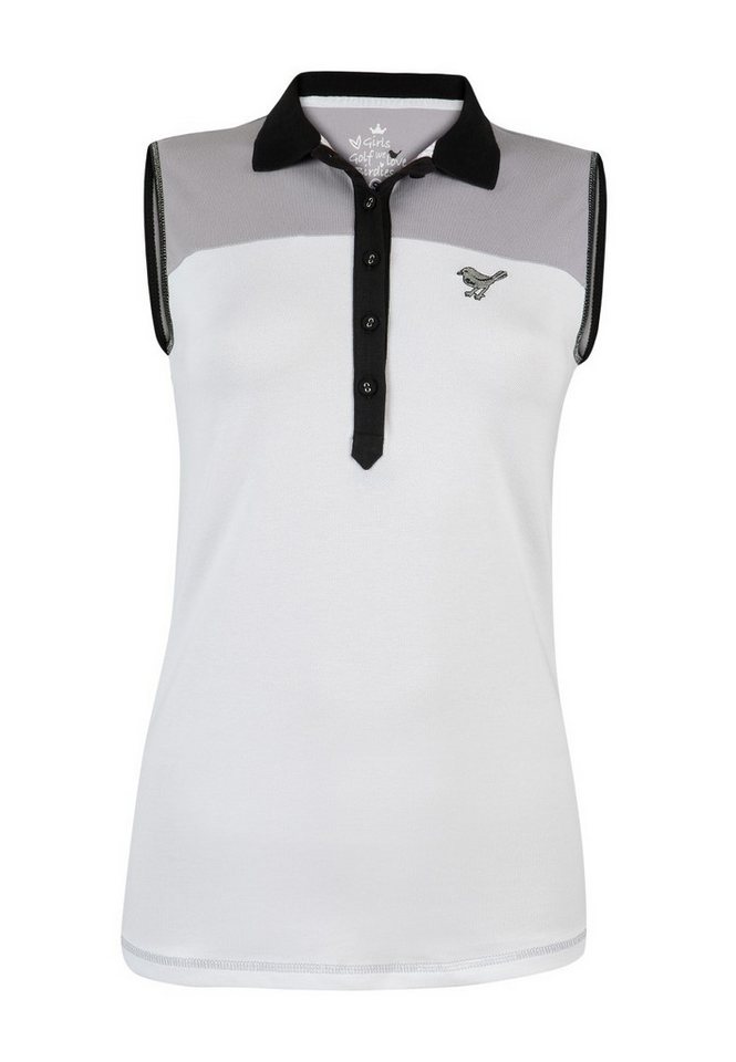 girls golf Poloshirt Girls Golf Polo 'Colorblock' Grau/Weiß Damen L von girls golf
