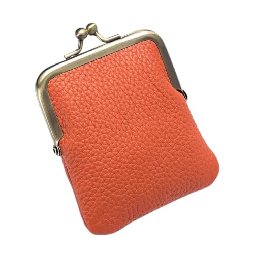 godcMivc Kurze Ledergeldbörse Mit Clip, Lippenstiftetui, Münzgeldbörse, Kartenhalter, Multifunktionale Clutch,Orange,Einheitsgröße von godcMivc