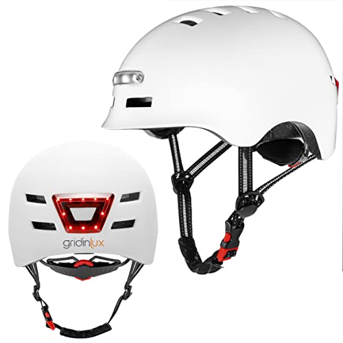 gridinlux | Safe & Go Helm Farbe Weiß Größe L | Mobilitätshelm Urbana, Elektroroller | mit Rücklicht | Unisex | Sicherheit | Produkt mit europäischem Zertifikat | CE und RoHS von gridinlux