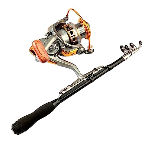 Angelrute Einziehbare Angelrute Bass Hard Bait Casting Mini Tragbare Spinnrute mit Reel Fishing Tackle Tools 1,0 m ~ 2,1 m Tragbare Angelrute(Black Rod with Reel,1.5m) von guiling-1986