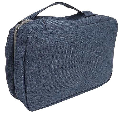 Kosmetiktasche, Kulturbeutel for Aufhängen, Reise-Kulturtasche, leicht, mehrere Taschen mit Reißverschluss, externer Hotel-Klapphaken for Herren (grau)(Blue) von hOnYbmq