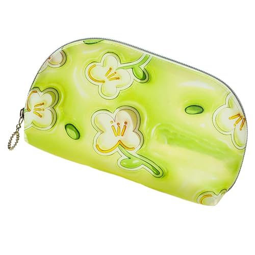 Kosmetiktasche, Leichte und tragbare Lippenstift-Aufbewahrungstasche, TPU-Material, wasserdicht, moderne Kosmetik-Aufbewahrungstasche, for Lippenstifte, Pinsel (S)(Green Four Leaf Clover S) von hOnYbmq