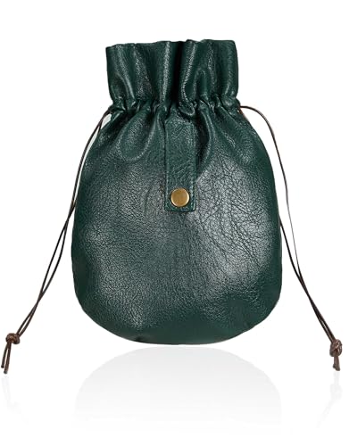 Haikyuu Mittelalterliche Gürteltasche mit Kordelzug, PU-Leder, Münzgeldbörse, Aufbewahrung, Renaissance-Würfeltasche, Grün , Medium, Mittelalterlich von haikyuu