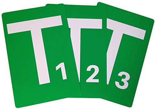Handball Team Time Out Tafel - 3er Set, A5, PVC Karte mit abgerundeten Ecken, grüne Karte T1, T2 und T3 gem. Handballregeln von handball fanshirts .de