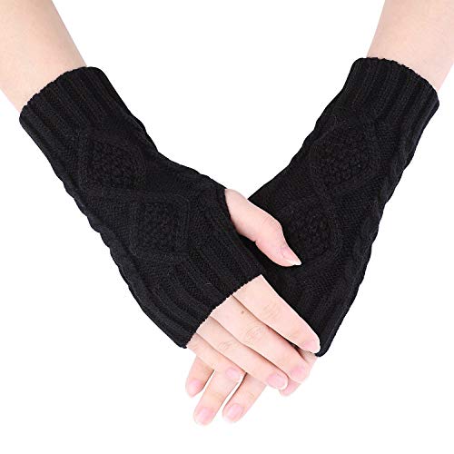 Handschuhe Winter Fingerlose Damenhandschuhe Warm Winterhandschuhe Frauen Gestrickte Armstulpen Handgelenk Arm Handwärmer Verdichkte Strickhandschuhe mit Daumenloch für Joggen Laufen Radfahren von haozaikeji