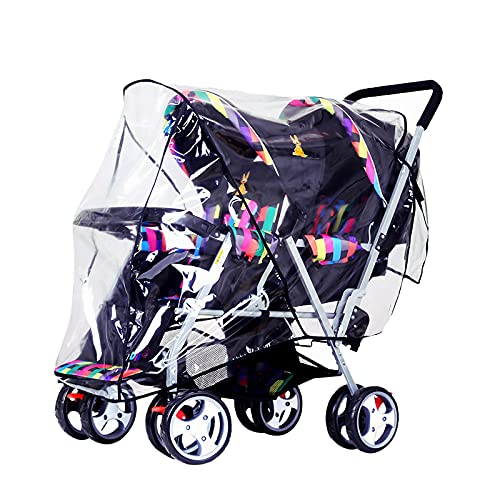 Universal Regenschutz Kinderwagen Regenhülle Buggy Transparent Abdeckung Regenverdeck Buggy Zwillinge Regencover Sportwagen Regenhaube Bequem Sichtfenster Regenschutz für Zwillingswagen Schadstofffrei von haozaikeji