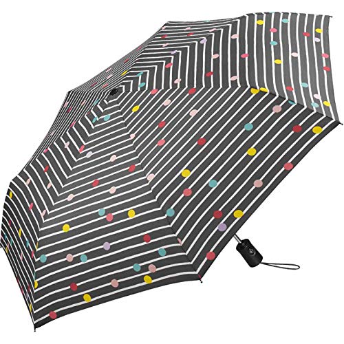 Regenschirm Bikini Dots & Stripes Grau - Taschenschirm Auf-Zu-Automatik von happy rain