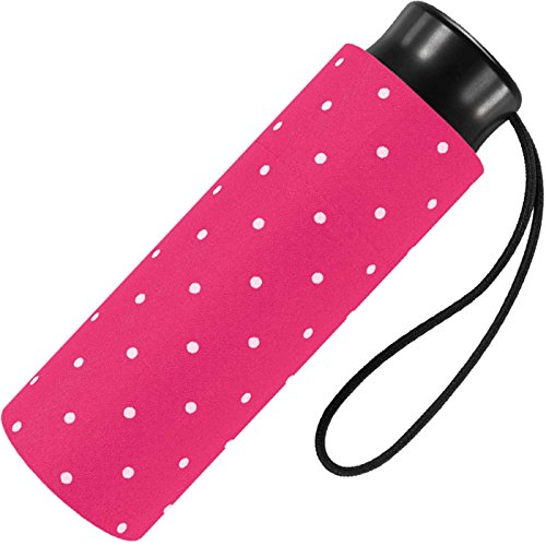 Ultra Mini Taschenschirm Damen Regenschirm Flash - Dots - pink von happy rain