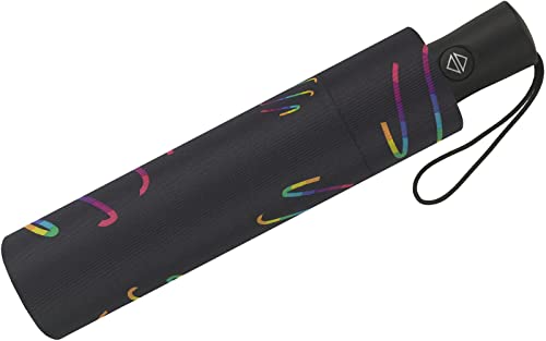 happy rain Damen Taschenschirm mit Auf-Zu-Automatik Rainbow Swirls - schwarz happy rain Damen Taschenschirm mit Auf-Zu-Automatik Rainbow Swirls - schwarz von happy rain