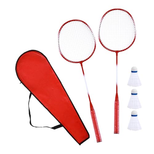 harayaa Badmintonschläger-Set mit Federbällen, Badminton-Ausrüstung für Indoor-Outdoor-Sportarten, Rot von harayaa