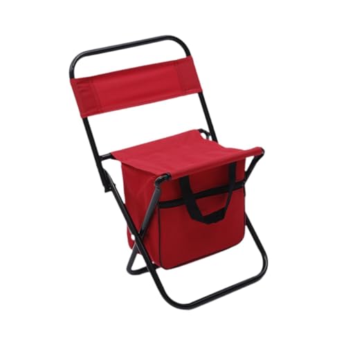 harayaa Campingstuhl Kühltasche Angelstuhl Outdoor Rückenlehne Hocker Klapphocker für Strand, Rot von harayaa