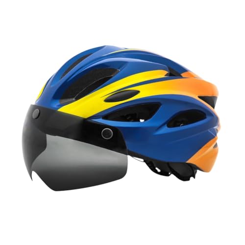 harayaa Fahrradhelm, Mountainbike-Helm für Männer und Frauen, abnehmbare Schutzbrille, Fahrradhelm, Fahrradausrüstung, Blau Gelb von harayaa