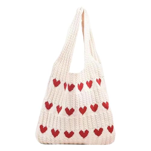 harayaa Gestrickte Tragetasche für Damen, Schultertasche, Tasche mit offenem Griff Oben, strickende Hobo-Tasche, gehäkelte Taschen, Handtasche für Arbeit, Beige harayaa Gestrickte Tragetasche für Damen, Schultertasche, Tasche mit offenem Griff Oben, strickende Hobo-Tasche, gehäkelte Taschen, Handtasche für Arbeit, Beige von harayaa