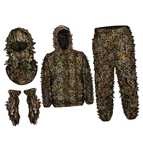 harayaa Ghillie Anzug, 3D Blatt Outfit, Kleidung, Vollgesichtsmaske, Handschuhe, Set, Tarnanzug für, Vogelbeobachtung, Party, Outdoor Jagd, S von harayaa