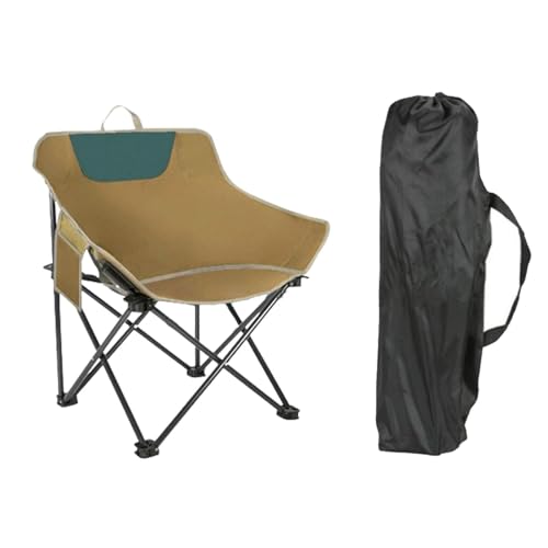 harayaa Klappbarer Campingstuhl, Faltbarer Stuhl, Strandstuhl, Outdoor-Mondstuhl zum Grillen, Angeln, Khaki L von harayaa