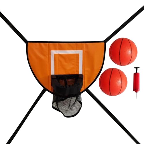 harayaa Mini-Trampolin-Basketballkorb, leichtes Rückbrett, einfach zu installierendes Basketball-Trainings-Trampolin-Befestigungszubehör, mit Zwei Bällen von harayaa